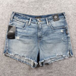 Silver Jeans Avery Shorts Womens 32 Curvy Fit High Rise Distressed Denim Frayed